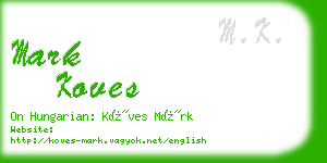 mark koves business card